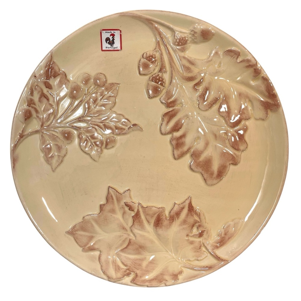 Vintage 1970s Faiancas Neto & Gomes Portugal Ceramic Platter Rustic Hand Painted
